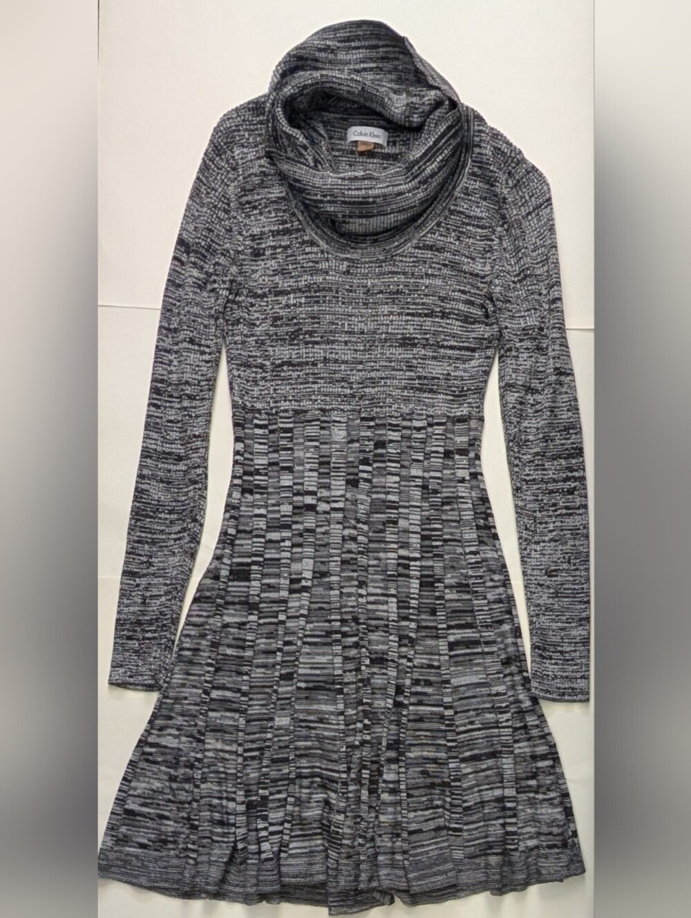 Calvin Klein Black and White Long Sleeve Knit Dress Size M
